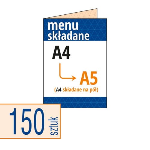 Karty MENU Restauracyjne - składane A4 do A5 - pakiet 150 szt.