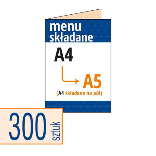 Karty MENU Restauracyjne - składane A4 do A5 - pakiet 300 szt.