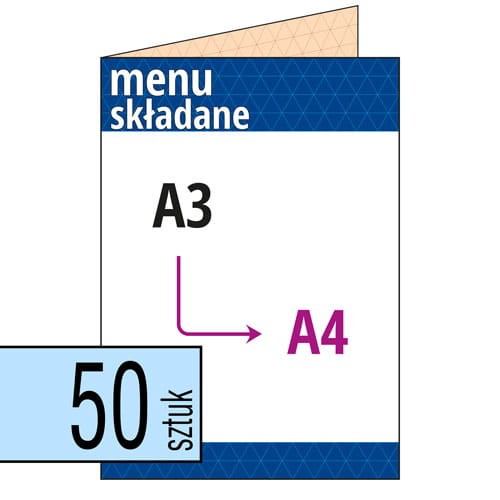 Karty MENU Restauracyjne - składane A3 do A4 - pakiet 50 szt.