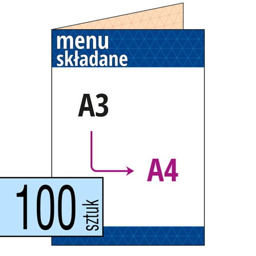 Karty MENU Restauracyjne - składane A3 do A4 - pakiet 100 szt.