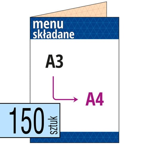 Karty MENU Restauracyjne - składane A3 do A4 - pakiet 150 szt.