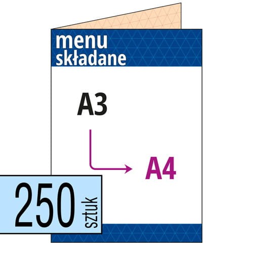 Karty MENU Restauracyjne - składane A3 do A4 - pakiet 250 szt.