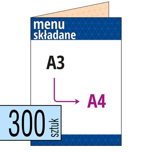 Karty MENU Restauracyjne - składane A3 do A4 - pakiet 300 szt.