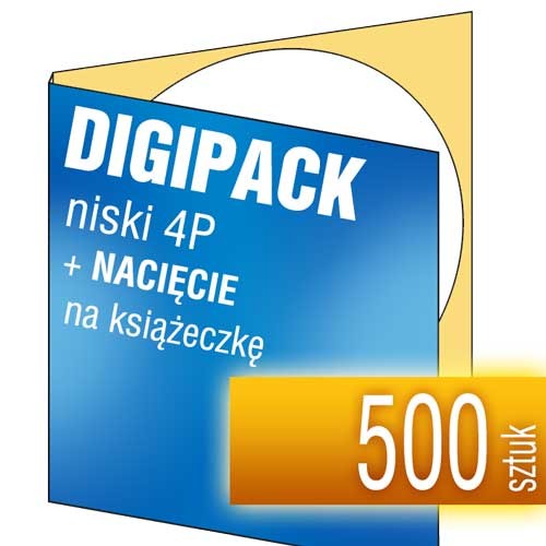 Digipacki niskie 4P - jednołamowe, na 1 płytę + NACIĘCIE na książeczkę - druk cyfrowy pełnokolorowy - 500 szt.