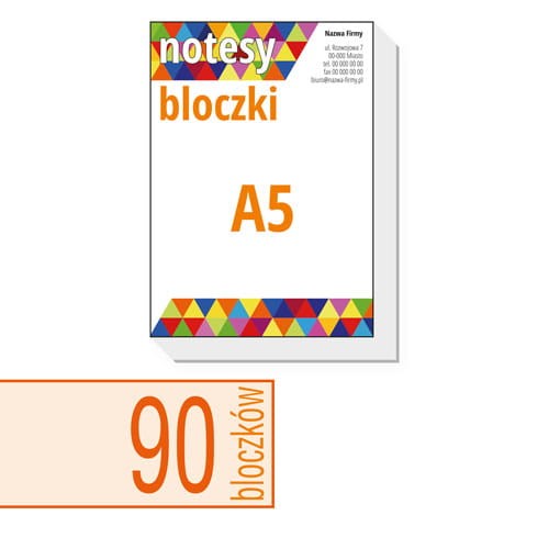 notesy reklamowe, bloczki reklamowe - A5 - ilość kartek w bloczku: do wyboru 25 / 50 / 100 kartek + plecki kartonowe