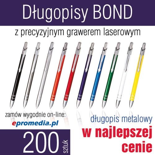 Długopisy metalowe BOND z grawerem - ATRAKCYJNA CENA