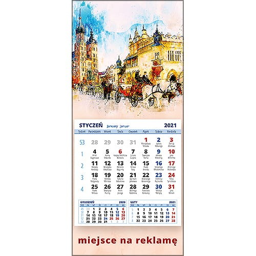 Kalendarze magnetyczne na lodówkę lub kalendarze ścienne MINI - wzór: KM1-016