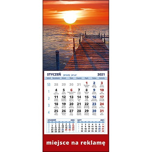 Kalendarze magnetyczne na lodówkę lub kalendarze ścienne MINI - wzór: KM1-017