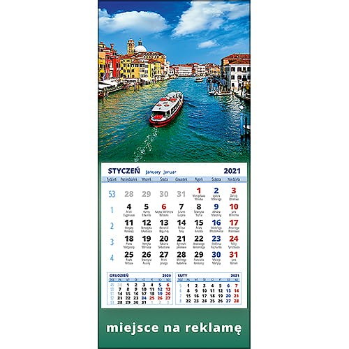 Kalendarze magnetyczne na lodówkę lub kalendarze ścienne MINI - wzór: KM1-020