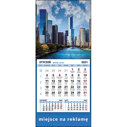 Kalendarze magnetyczne na lodówkę lub kalendarze ścienne MINI - wzór: KM1-021
