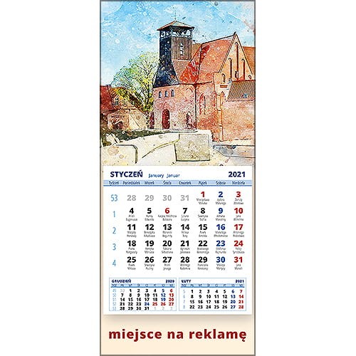 Kalendarze magnetyczne na lodówkę lub kalendarze ścienne MINI - wzór: KM1-022