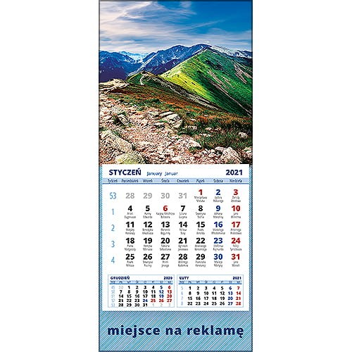Kalendarze magnetyczne na lodówkę lub kalendarze ścienne MINI - wzór: KM1-031