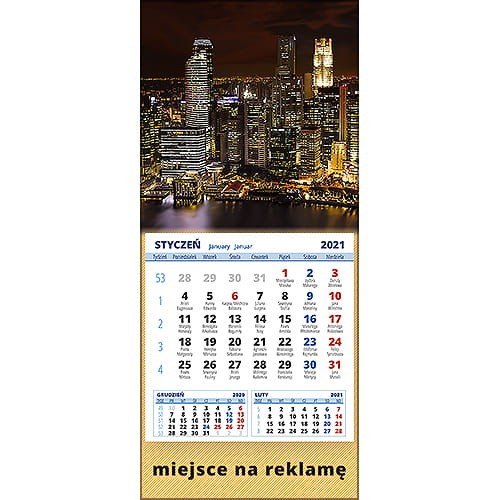 Kalendarze magnetyczne na lodówkę lub kalendarze ścienne MINI - wzór: KM1-043