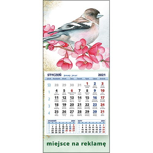 Kalendarze magnetyczne na lodówkę lub kalendarze ścienne MINI - wzór: KM1-053