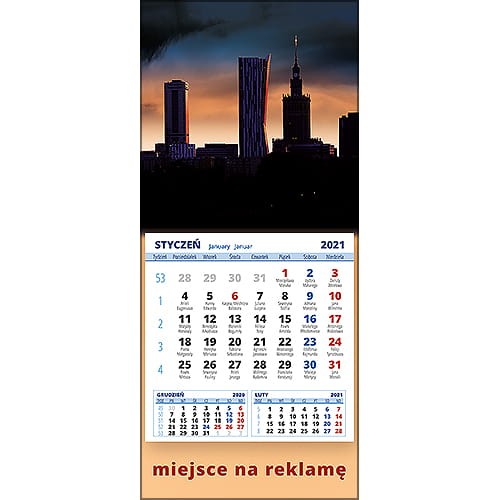 Kalendarze magnetyczne na lodówkę lub kalendarze ścienne MINI - wzór: KM1-055