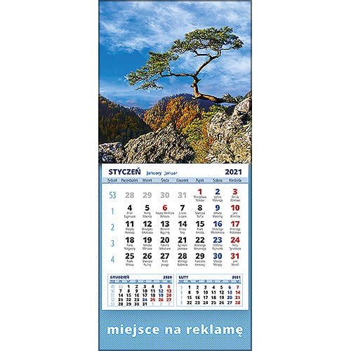 Kalendarze magnetyczne na lodówkę lub kalendarze ścienne MINI - wzór: KM1-059