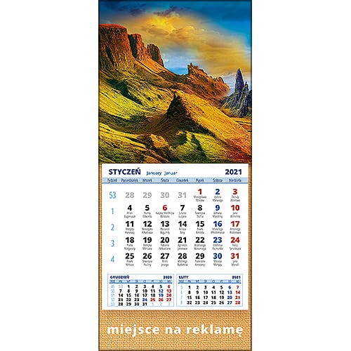 Kalendarze magnetyczne na lodówkę lub kalendarze ścienne MINI - wzór: KM1-060