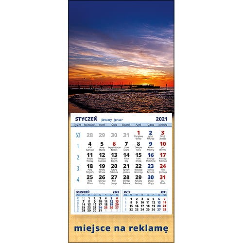 Kalendarze magnetyczne na lodówkę lub kalendarze ścienne MINI - wzór: KM1-071