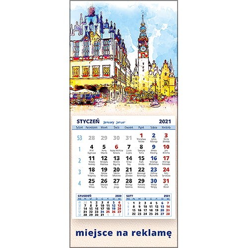 Kalendarze magnetyczne na lodówkę lub kalendarze ścienne MINI - wzór: KM1-090