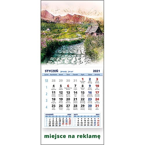 Kalendarze magnetyczne na lodówkę lub kalendarze ścienne MINI - wzór: KM1-096