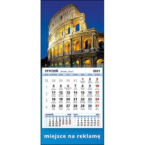 Kalendarze magnetyczne na lodówkę lub kalendarze ścienne MINI - wzór: KM1-102