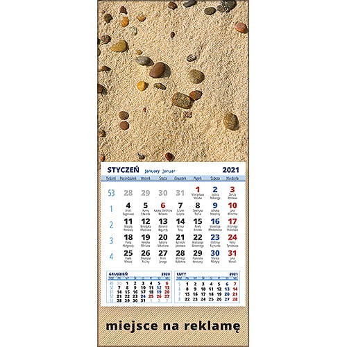 Kalendarze magnetyczne na lodówkę lub kalendarze ścienne MINI - wzór: KM1-103