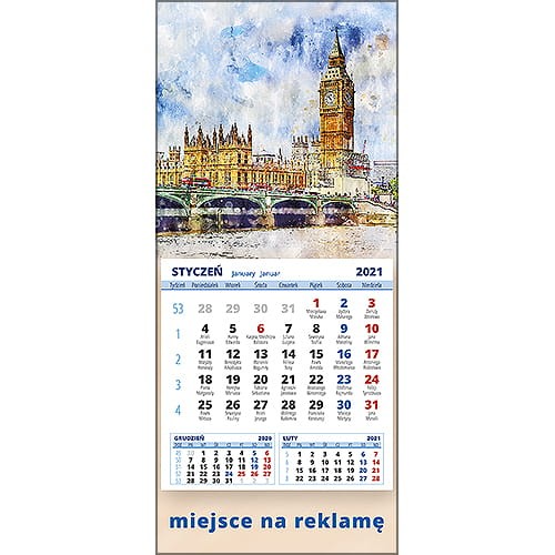 Kalendarze magnetyczne na lodówkę lub kalendarze ścienne MINI - wzór: KM1-105