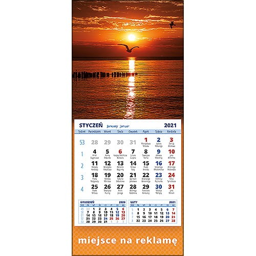 Kalendarze magnetyczne na lodówkę lub kalendarze ścienne MINI - wzór: KM1-109