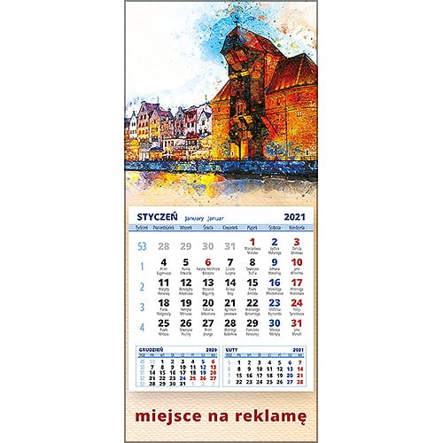 Kalendarze magnetyczne na lodówkę lub kalendarze ścienne MINI - wzór: KM1-123