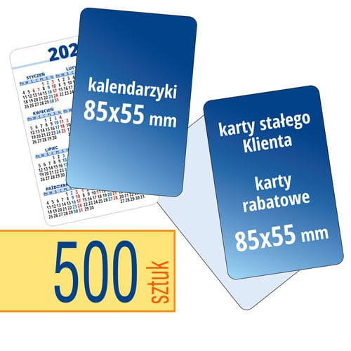 kalendarzyki kieszonkowe, karty stałego Klienta, karty rabatowe - pakiet 500 szt.