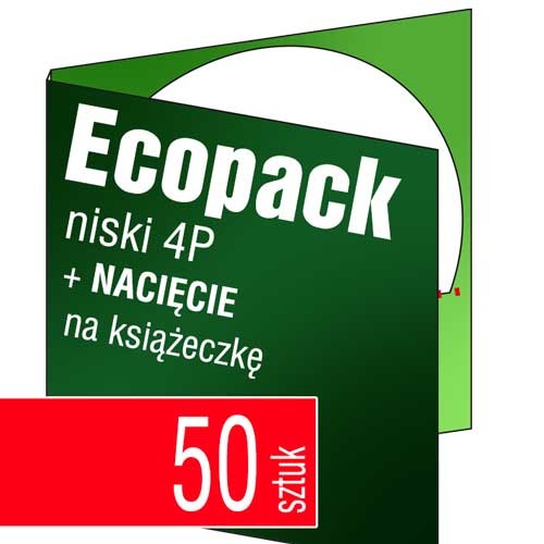 Ecopacki niskie 4P z nacięciem na książeczkę, jednołamowe, 1 płyta - druk pełnokolorowy - 50 szt.