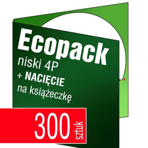 Ecopacki niskie 4P z nacięciem na książeczkę, jednołamowe, 1 płyta - druk pełnokolorowy - 300 szt.