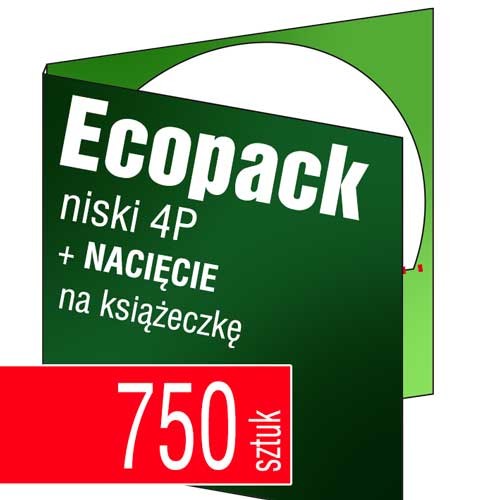 Ecopacki niskie 4P z nacięciem na książeczkę, jednołamowe, 1 płyta - druk pełnokolorowy - 750 szt.