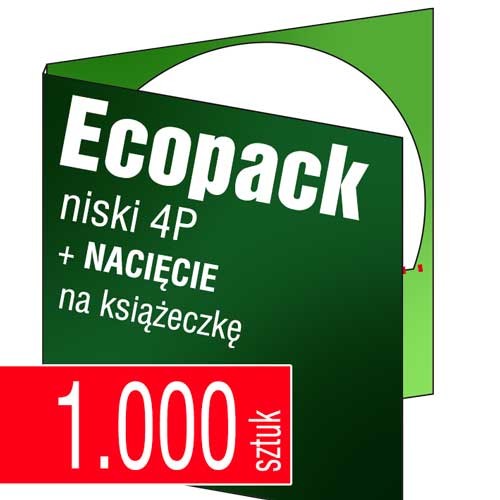 Ecopacki niskie 4P z nacięciem na książeczkę, jednołamowe, 1 płyta - druk pełnokolorowy - 1.000 szt.