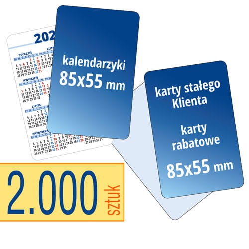 kalendarzyki kieszonkowe, karty stałego Klienta, karty rabatowe - pakiet 2.000 szt.