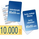 Kalendarze kieszonkowe lub karty stałego klienta, karty rabatowe - 10.000 szt.