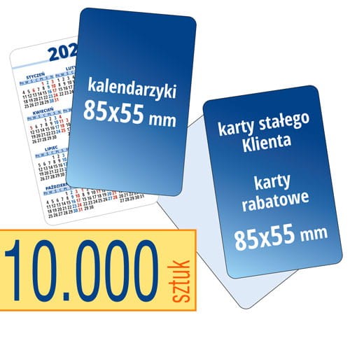 kalendarzyki kieszonkowe, karty stałego Klienta, karty rabatowe - pakiet 10.000 szt.
