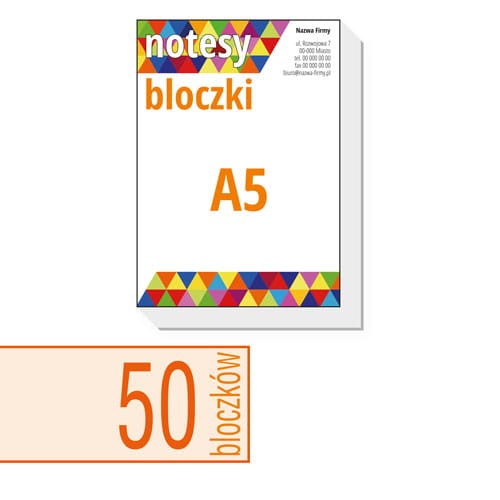 notesy reklamowe, bloczki reklamowe - A5 - ilość kartek w bloczku: do wyboru 25 / 50 / 100 kartek + plecki kartonowe