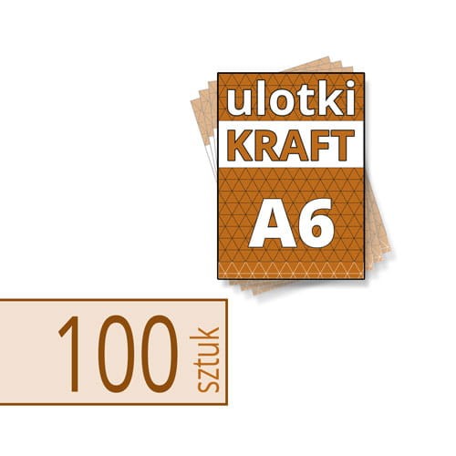 Ulotki na brązowym papierze KRAFT - A6 w atrakcyjnej niskiej cenie, z drukiem białym