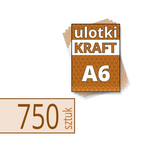 Ulotki na brązowym papierze KRAFT - A6 w atrakcyjnej niskiej cenie, z drukiem białym