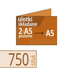 Ulotki składane brązowe EKO Kraftliner - 2xA5 poziomo do A5 - 750 szt.