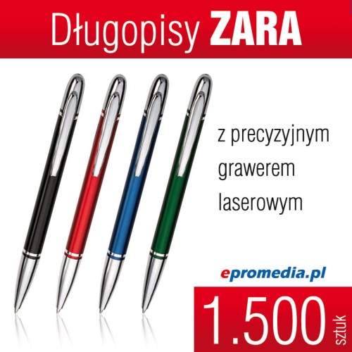 Długopisy metalowe ZARA z grawerem - komplet 1.500 szt.