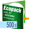 Ecopacki niskie 4P z kieszonką na książeczkę, jednołamowe, 1 płyta - druk pełnokolorowy - 500 szt.