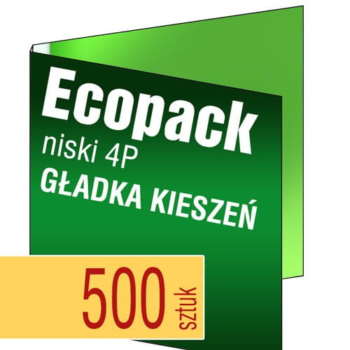 Ecopacki niskie 4P - GŁADKA KIESZEŃ, jednołamowe, 1 płyta - druk pełnokolorowy - 500 szt.