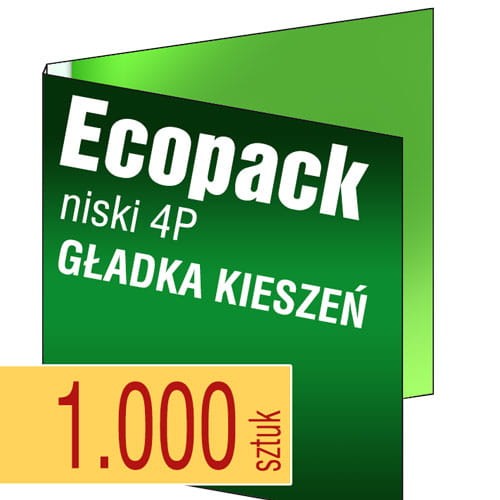 Ecopacki niskie 4P - GŁADKA KIESZEŃ, jednołamowe, 1 płyta - druk pełnokolorowy - 1.000 szt.