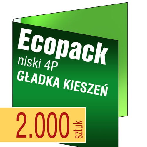 Ecopacki niskie 4P - GŁADKA KIESZEŃ, jednołamowe, 1 płyta - druk pełnokolorowy - 2.000 szt.