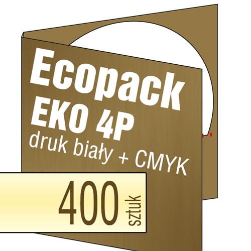 Ecopacki 4P EKO - brązowy karton Kraftliner, druk kolorem białym, druk full kolor - nacięcie na płytę lub na kartę - 400 szt.