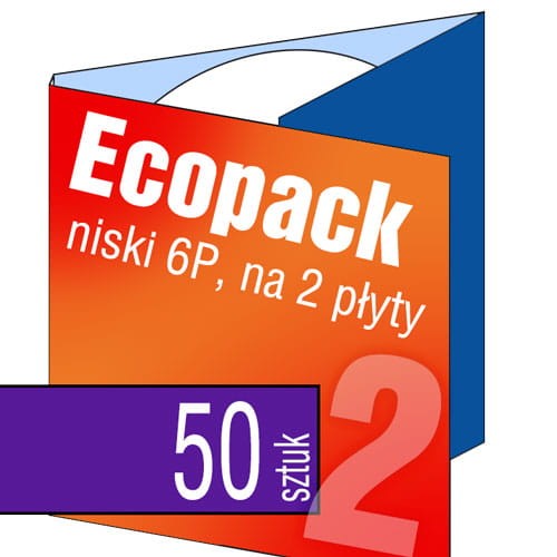 Ecopacki niskie 6P - dwułamowe, na 2 płyty - druk pełnokolorowy, uszlachetnienie folią w cenie podstawowej - 50 szt.