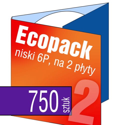 Ecopacki niskie 6P - dwułamowe, na 2 płyty - druk pełnokolorowy, uszlachetnienie folią w cenie podstawowej - 750 szt.