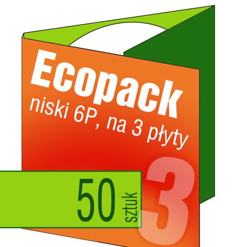 Ecopacki niskie 6P - dwułamowe, na 3 płyty - druk pełnokolorowy, uszlachetnienie folią w cenie podstawowej - 50 szt.